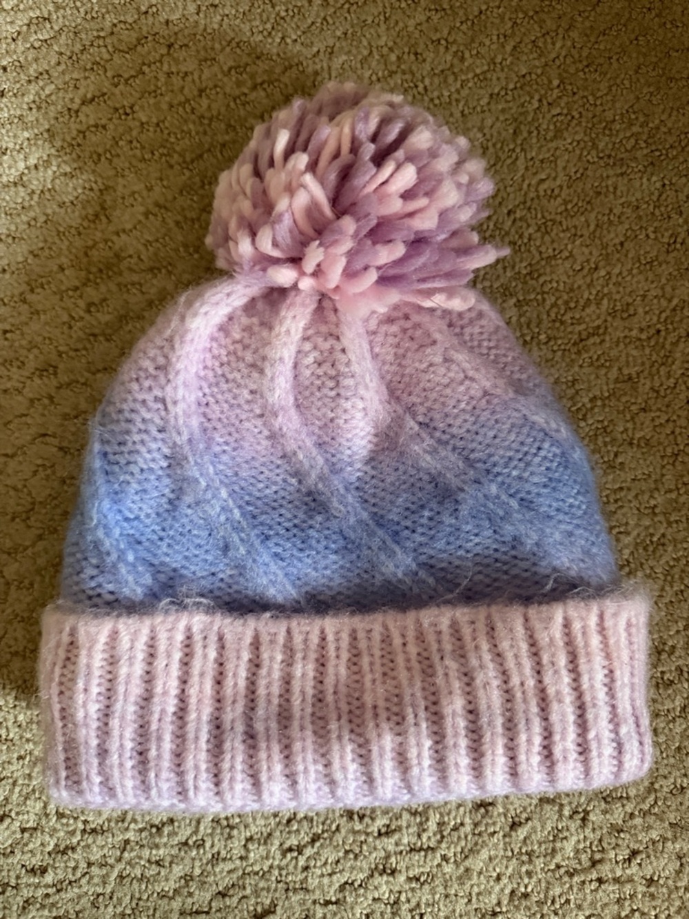 Cat & Jack Pink and Blue Ombre Pom Beanie